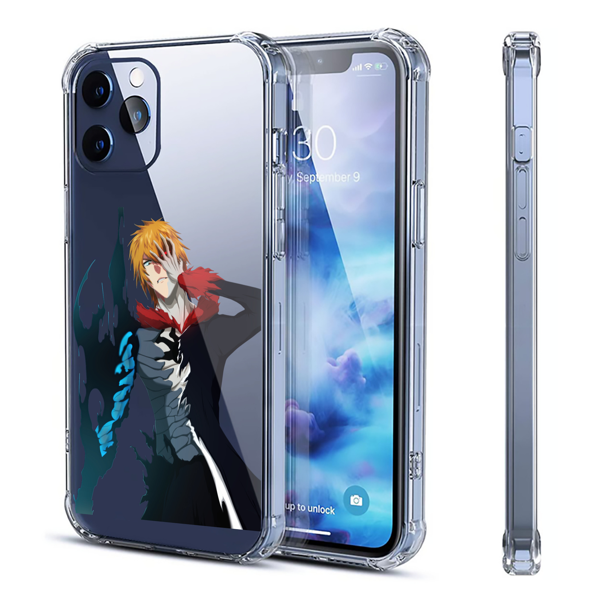 （画像用） ブリーチ 黒崎一護（くろさき いちご）BLEACH Kurosaki Ichigo 【iPhone 12シリーズ対応】透明スマホケース（クリアソフトケース）